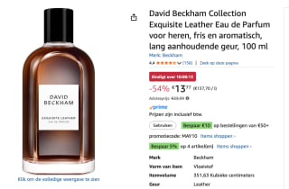 David Beckham Exquisite Leather eau de parfum - 100 ml voor €13,77 bij Amazon
