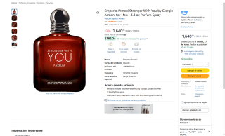 Emporio Armani Stronger With You 3.3oz Parfum por $1,640 | Amazon