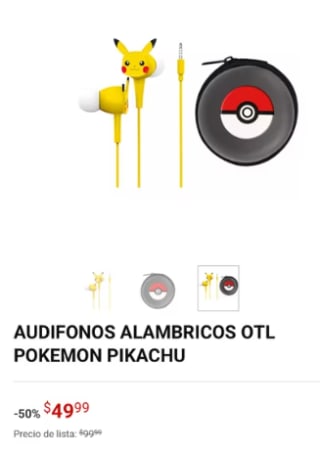Auriculares de Pikachu o Pokémon en $50 | Game Planet