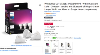 Philips Hue Spot wit en gekleurd licht -3 pack -400 lumen voor €79,99 bij Amazon