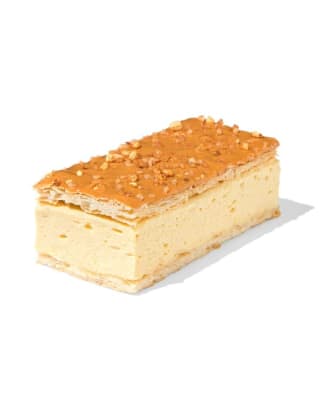 2 (nougatine hazelnoot) tompoucen voor €1.80, of 4 voor €3.50 bij Hema