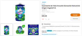 Suavizante Ensueño Sensación Natural Origen Vegetal 5.1L por $90 | Chedraui