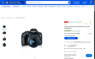 Cámara Canon EOS Rebel T7 24MP por $6,959 | Walmart (BBVA)