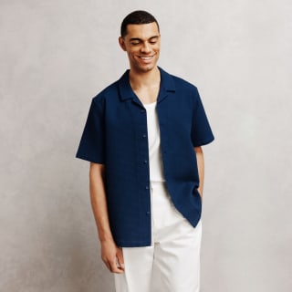 Chemisette 100% coton gaufrée unie - Bleu moyen à 18€
