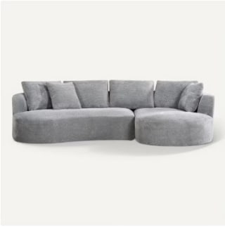 Canapé d'angle droit INES tissu gris à 599€