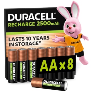 Lot de 8 piles rechargeables AA Duracell - 2500mAh à 15,59€