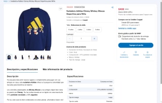 Sudadera Adidas Disney por $499 | Oferta Coppel