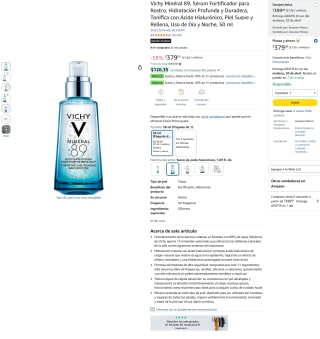 Vichy Minéral 89 Sérum 50ml por $379 | Oferta Amazon