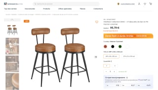 2 Tabourets de bar en PU marron caramel VASAGLE Collection EKHO à 95,79€