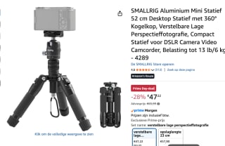 SMALLRIG Aluminium Mini Statief voor €47,22 bij Amazon