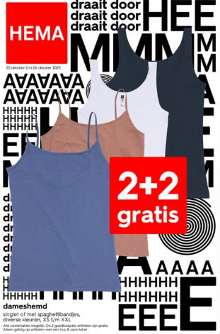 2+2 gratis op dameshemden bij HEMA vanaf 20 oktober
