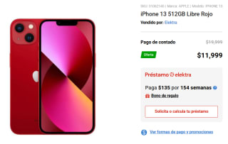 iPhone 13 512GB Libre Rojo en $12,999