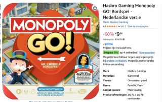 Monopoly GO! - Bordspel voor €9,99 bij Amazon