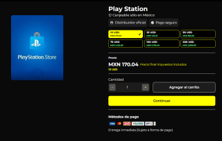 Giftcard PlayStation Store MX de $10 USD por $170 en Bonoxs