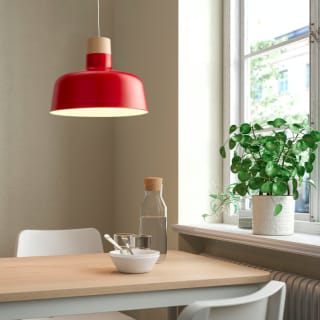 IKEA BUNKEFLO Lámpara Techo Rojo/Abedul por 24,99€