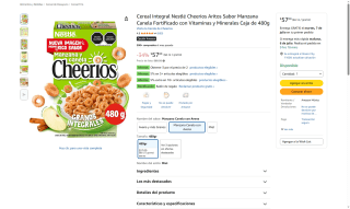 Cereal Cheerios Avena Manzana Canela 480g por $38 | Oferta Amazon