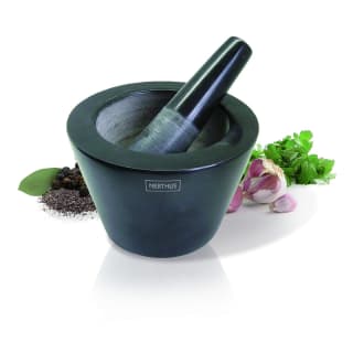 NERTHUS Mortero de marmol resistente y facil de limpiar, Negro, 16 x14 x14cm a 3.99€
