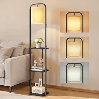 VASAGLE Lámpara de Pie con 3 Estantes Incluye Bombilla LED por 33.99€