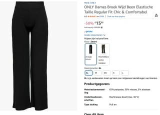 ONLY Loosefit Broek 'ONLNella' ivoor €15 bij Amazon