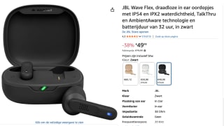 JBL Wave Flex Zwart voor €40,66 bij Amazon