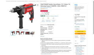 Taladro CRAFTSMAN 1/2 por $1,712 | Oferta Amazon