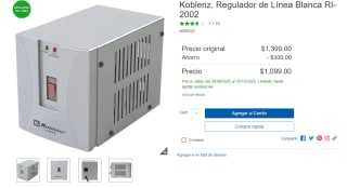 Koblenz RI-2002 2000VA Regulador $1,099 | Oferta Costco