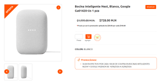 Google Nest Audio por $728 en La Comer