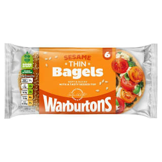 Warburtons Sesame Thin Bagels x6 / Sliced Bagels x5 / Cinnamon & Raisin Bagels x5 / P