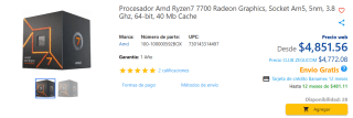 Procesador Amd Ryzen7 7700 por $4,852 | Zegucom