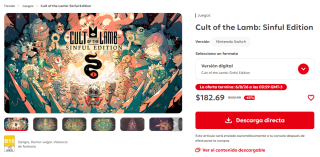 Cult of the Lamb: Sinful Edition por $183 | Oferta Nintendo eShop