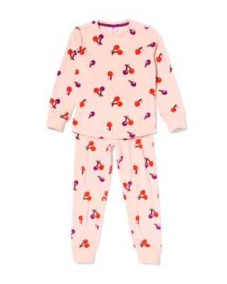 kinderpyjama velours kers voor €12,59 bij de Hema