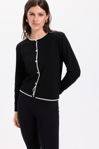 Cardigan color negro con detalles a contraste en color blanco Milano por 18.39€