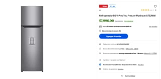 Refrigerador LG 11 Pies Top Freezer Platinum GT32WM por $6,831 | Walmart