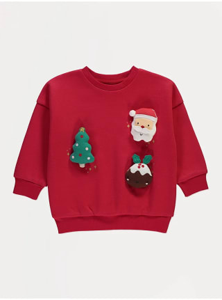 Christmas Red 3D Glitter Star Sweatshirt – Kids 1–8 Years – £4 | Free C&C