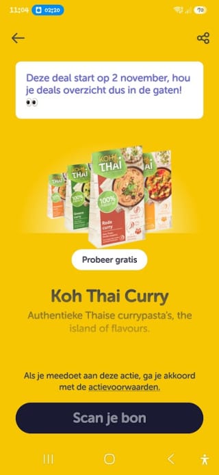 Koh Thai currypasta's gratis bij Tikkie