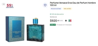 Versace Eros Eau de Parfum Hombre 100ml por $920 en Farmacias del Ahorro