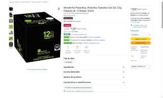 Pistaches Wonderful Tostados con Sal por $125 | Oferta Amazon