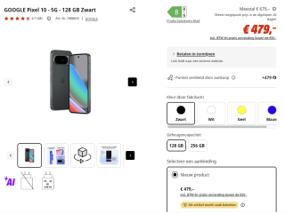 GOOGLE Pixel 10 - 5G - 128 GB Zwart voor 479 euro
