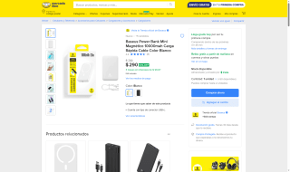 Baseus Power Bank Mini 10000mAh por $290 | Oferta Mercado Libre