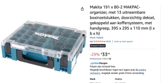 Makita 191X80-2 Mbox organizer met vakverdeling voor €33,54 bij Amazon