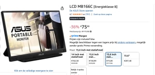 ASUS ZenScreen MB166C 15.6" Full HD 60Hz Portable IPS monitor voor €75 bij Amazon