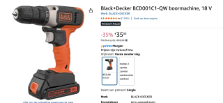 BLACK+DECKER BCD001C1 18V 1.5Ah Schroefboormachine voor €35 bij Amazon