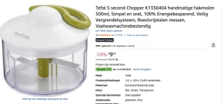 Tefal 5 Second Chopper K13304 - Hakmolen - 500ml voor €9,50 bij Amazon