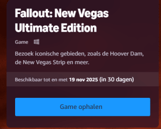 Fallout: New Vegas Ultimate Edition gratis met Amazon Prime gaming