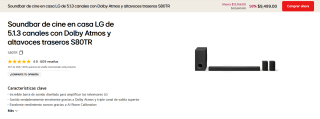 Barra de Sonido LG 5.1.3 canales S80TR por $9,799