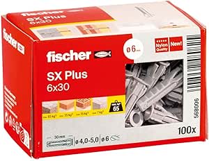 fischer SX Plus Expansion Wall Plugs 6 x 30mm (Pack of 100) - £2.99
