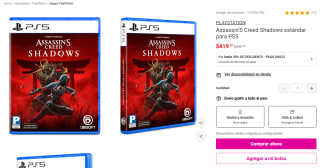 Assassin's Creed Shadows PS5 estándar por $419 | Oferta Liverpool