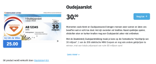Oudejaarslot twv 30 voor 25 euro + 500 Airmiles