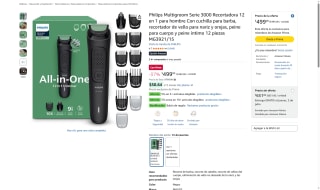 Recortadora Philips Multigroom 3000 por $499 | Amazon