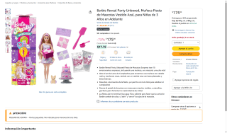 Barbie Reveal Party Unboxed Muñeca Fiesta Mascota por $175 | Amazon